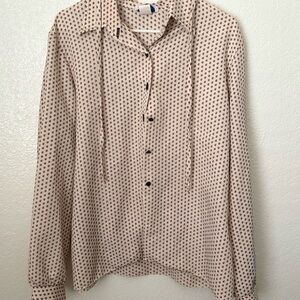 VNTG Sunny South Fashions Dallas Button Down Collar Tie Blouse Western Boho‎ 12